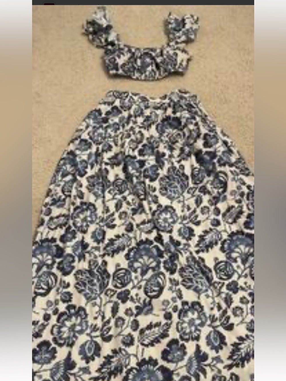 Anthropologie Blue and White Floral Maxi Skirt